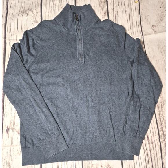 Banana Republic Pima Cotton & Cashmere 1/4 Zip Sweater, Gray, Men’s Size Medium - Picture 1 of 9